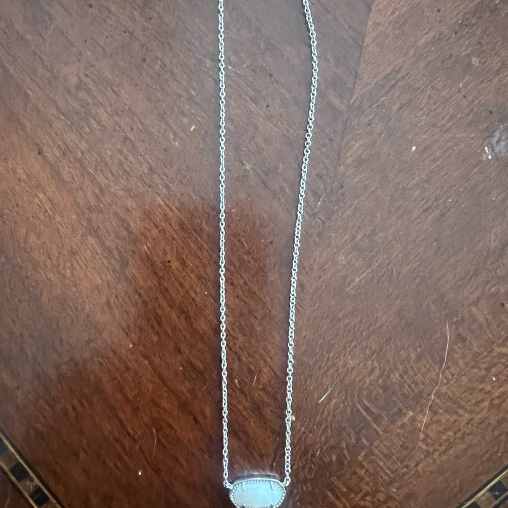 Kendra Scott Silver Necklace with White Pendant - Picture 3 of 3